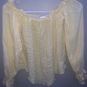 Yellow off the shoulder blouse